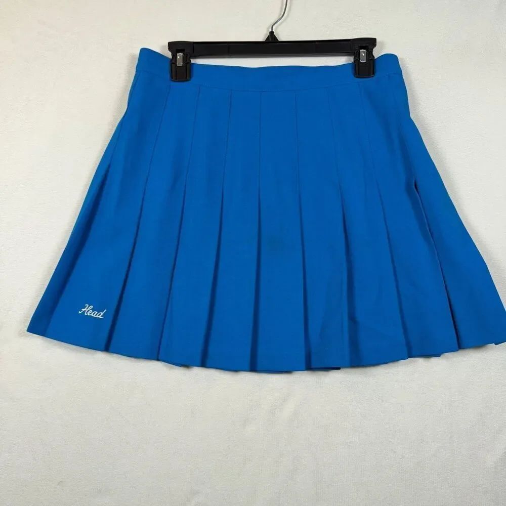 Vintage HEAD Tennis Skirt Women 14 Blue Pleated USA Athletic Preppy